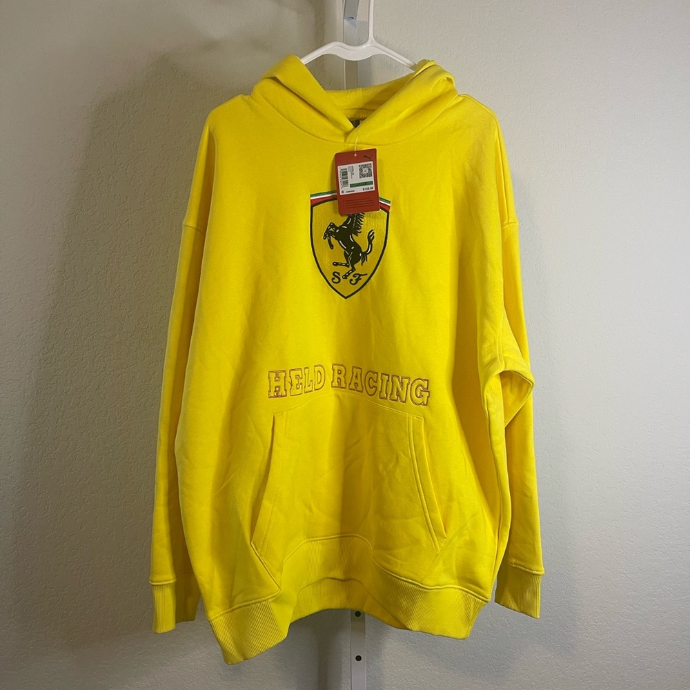 PUMA Ferrari Yellow Hoodie‎ NWT Racing Motorsport Streetwear Size L